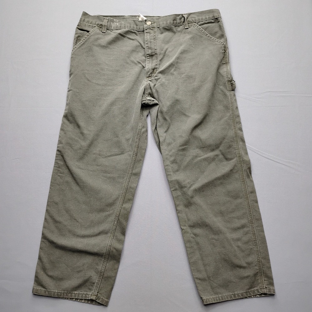 Carhartt B11‎ MOS Moss Green Washed Duck Work Dungaree Pants 42x30 Mens